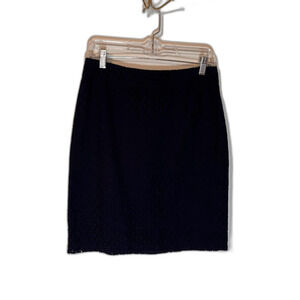 Talbots Petites Corpcore Business Casual Eyelet Navy Blue Straight Skirt SZ 6P
